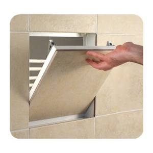 lot 8460 image: Linhdor RGB AL 4014 Touch Latch Tile Access Door for Walls - Seamless, Concealed Design for Perfect Tile Integration - Sound Rated - Sound Trasmission Class (STC) 62 (12 Drywall) 8x8