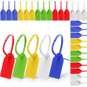 lot 8463 image: Nuanchu 100 Pcs Plastic Tamper Seals, Numbered Zip Ties for Fire Extinguisher Pull Tight Security Tags Disposable Self-Locking Signage, 170mm Length (Multicolor)