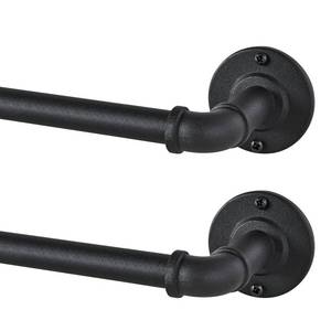 lot 8466 image: 2 Pack Industrial Curtain Rods, 35 to 75 Inches, 58 Inch Diameter, Black