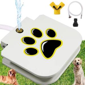 lot 8468 image: Outdoor Dog Water Fountain Step On - Upgrade Large Dog Sprinkler Drinking Water Dispenser Dog Paw Waterer Activated with Stainless Steel Braided Hose
