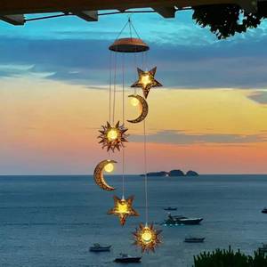 lot 8479 image: Solar Wind Chimes for Outdoor Lights Sun Moon Star for Women Mom Wife Hanging Decor Outdoor Sympathy Wind Chimes for Garden Patio Balcony Birthday Womens Gifts