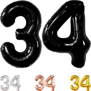 lot 8487 image: KatchOn 34th Birthday Decorations for Men  34 Balloon Numbers Black