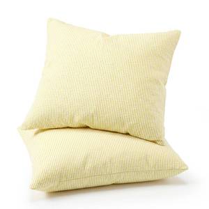 lot 8490 image: Huhumy Yellow 2 Pack Throw Pillow Cover 18 x 18 for Home Decoration Striped Modern Style Decorative Cushion Covers No Inserts Seersucker Pillow Cover for Outdoor Patio Living Room Chair Bed Couch