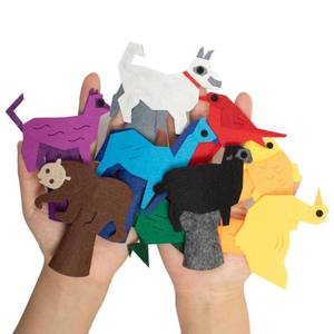 lot 8492 image: Felt Color Brown Bear Finger Puppets, 9pcs Feeling Sorting Red Bird, Yellow Duck, Green Frog, White Dog, Goldfish, Purple Cat, Blue Horse, Black Sheep Finger Puppets for Kids Classroom Activities
