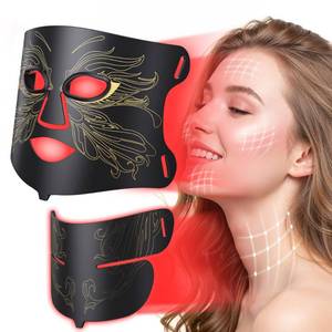 lot 9534 image: LED Light Therapy mask (E106A) Red Light Therapy for Face and Neck, 7 Colors Red Light Therapy Mask, Led Face Mask Light Therapy with 324 LED, 5 Brightness Levels & 20 Mins Timer for Home & Travel