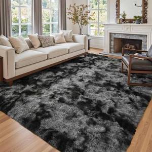 lot 9538 image: 5x7 Ft Large Shag Rugs for Bedroom Living Room Decor for Men Boys, Tie Dyed Ultra Soft Fluffy Furry Area Rug for Indoor Floor, Aesthetic Carpet for Home Decor (Dark Grey)