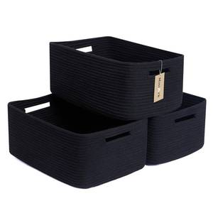 lot 9539 image: MiniArk Large Storage Baskets for Shelves, 17 x 13 x 7.5 Closet Organizers Bins for Clothes Blanket Towels, Baby Nursery, Toy Baskets Box, Woven Rope Baskets, 3 Packs Black