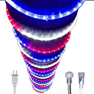 lot 9542 image: Russell Decor Patriotic Rope Lights Connectable Red White Blue 30 Ft