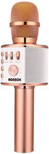 lot 9553 image: BONAOK Wireless Bluetooth Karaoke Microphone,3-in-1 Portable Handheld Karaoke Mic Speaker Machine Home Party Birthday for All Smartphones PC(Q37 Rose Gold)