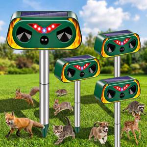lot 9554 image: 2026 Upgraded Solar Ultrasonic Animal Repellent Outdoor, Waterproof Deer Cat Dog Squirrel Raccoon Rabbit Deterrent with Motion Sensor & Flashing Light for Yard Garden Lawn Farm (4-Pack)