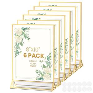 lot 9565 image: Gold Frames 8X10 Acrylic Sign Holder Double-Sided Picture Frames,6 Pack