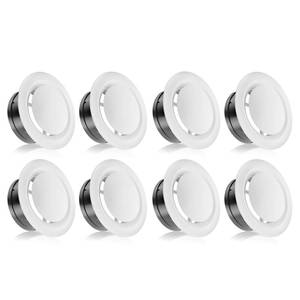 lot 9576 image: HG Power 6 Inch Soffit Air Vent Cover Adjustable - 8 Pack White ABS Round Ceiling Vent for Living Room, Attic, Bathroom, Kitchen Ventilation - Opening Size 5.66