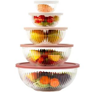 lot 9579 image: Glass Mixing Bowls with Lids Sets, 5 PCS Glass Bowls for Kitchen service