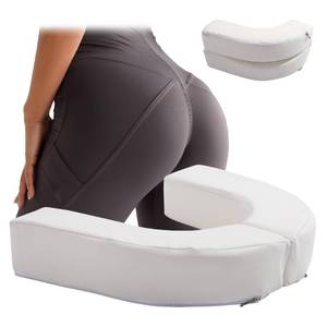 lot 9585 image: HOMBYS 3-Inch BBL Toilet Seat Cushion, PU Leather Brazilian Butt Lift Toilet Riser Pillow for Brazilian Butt Lift Surgery Recovery, Easy Clean, White