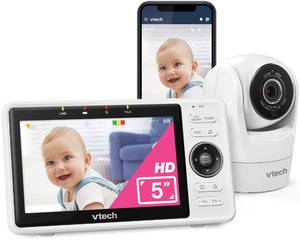 lot 9588 image: VTech Smart WiFi Baby Monitor �� See Your Baby at Home or from Anywhere, Free App, 1080p Camera, 5 Screen, Pan-Tilt-Zoom, Night Vision, Two-Way Talk  VM901