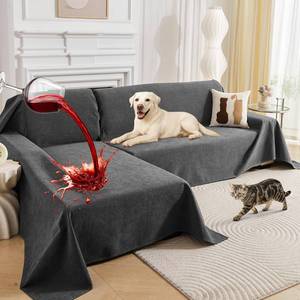 lot 10029 image: Deep Dream Sectional Couch Covers, 2 Pieces 100% Waterproof L Shaped Sofa Cover, Non Slip Couch Cover for Dogs Cats Washable, Pet Friendly Sofa Slipcovers Furniture Protector (XX-Large, Dark Grey)
