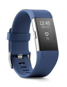 lot 10031 image: Fitbit Charge 2 Heart Rate  Fitness Wristband, Blue, Large (US Version), 1 Count