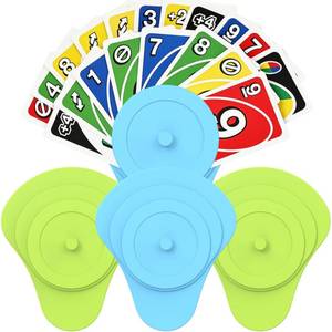 lot 10033 image: Playing Cards Holder for Little Hands Stocking Stuffer for Boy Girl UNO Game Nights, Poker, Canasta, Spite Malice, Playing Card Accessories for Family Gatherings & Travel, Set of 4 (2 Blue  2 Green)