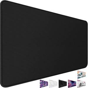 lot 10035 image: 31.5 x 15.7 Waterproof Fabric Desk Pad, Rubber Anti-Slip Base, Stitched Edges No Curling, Fits Laptop Keyboard and Mouse, Smooth Office Mat Large Mouse Pad for Work Game, Black