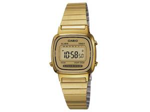 lot 10036 image: Casio LA670WGA Series  Vintage Digital Watch  Gold-Tone Stainless Steel Band  Self-Adjusting Bracelet  Stopwatch  Daily Alarm  Water Resistant  Womens