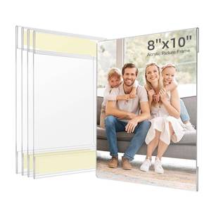 lot 10052 image: 8x10 Acrylic Picture Frame, Clear Frameless Photo Frame for Wall Mount, No Drilling Picture Frames with Tape, Pack of 5 Floating Hanging Picture Frames for Home, School, Office