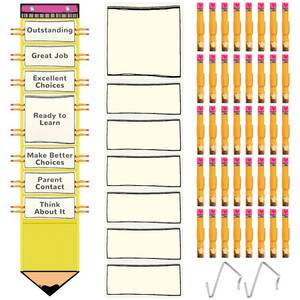 lot 10054 image: AmazingSpark 57 Pcs Classroom Behavior Chart for Student Management Kids Pencil Tracking Chart Hanging Creative Bulletin Board with 40 Clips for School Preschool Child Care