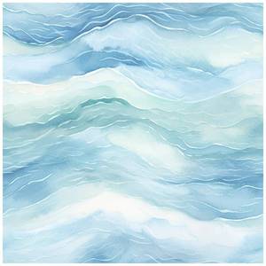 lot 10056 image: HAOKHOME Ocean Wallpaper Peel and Stick Beach Coastal Blue Sea for Bathroom