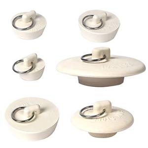 lot 10058 image: 6 Pieces Rubber Sink Stopper, Drain Stopper Bath Tub Stopper with Pull Ring, Kitchen Drain Plug Sink Plug, Bathroom Bath Plugs, 6 Sizes��White��