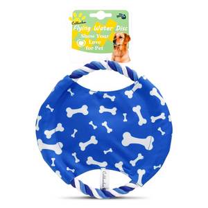 lot 10060 image: Calibonbon Dog Rope Flying Disc Toy with Squeaker  Durable Canvas Center & Braided Cotton Rope Ring  2-in-1 Fetch & Tug Interactive Toy for Small & Medium Dogs  9 Inch