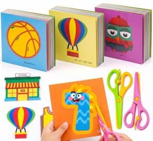 lot 10061 image: Koogel Toddler Scissors Practice Kit, 2 Safety Scissors & 120 Craft Papers