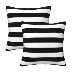 lot 10069 image: Poream Black and White Stripe Throw Pillow Covers 16x16 in Farmhouse Pillow Case Soft Cushion Covers Set of 2 for Sofa Bed Bedroom Car Chair Living Room Home Decorative