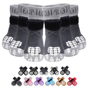 lot 10083 image: PUPTECK Anti Slip Dog Socks with Double Grippers for Hardwood Floors, Shoes for HotCold Pavement, Boots & Paws Protectors to Prevent Licking, Traction Booties for Senior Small Large Dogs