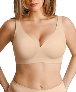 lot 10087 image: Popilush Wireless Bras for Women No Underwire Seamless Bra Beige X-Large