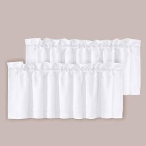 lot 10088 image: H.VERSAILTEX 2 Panels White Valance for Windows, Natural Blackout Curtains Valances for Small WindowsLiving RoomBedroomBathroom Rod Pocket 52 W x 18 L, Pure White��2 Packs