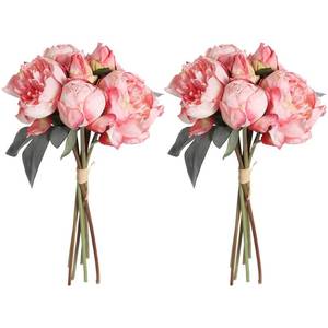 lot 10101 image: ICBOX Pink Peonies Artificial Flowers 2 Bouquets Vintage Fake Peonies 14pcs Heads Silk Flowers with Stems for Wedding Decoration Bride Bouquet Faux Flowers Crafts Floral Arrangement (Pink)