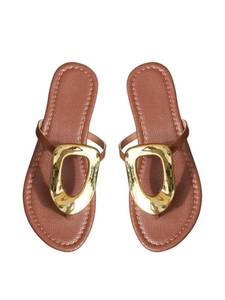 lot 10112 image: OYOANGLE Womens Metallic Thong Sandals Flat Sandals Dressy Flip Flops