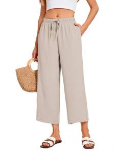 lot 10118 image: Womens Wide Leg Cropped Pants Low Rise Palazzo Ankle Summer Beach Capris
