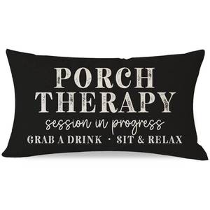 lot 10124 image: PANDICORN Farmhouse Throw Pillow Covers 12x20 Inch Porch Therapy, Black