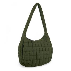 lot 10127 image: Quilted Puffer Tote Bag for Women,Large Puffer Crossbody Shoulder Lightweight Nylon Hobo Pouch with Zipper,Purse Puffy Quilted Carryall Bag Oversized Padding Tote for Daily Travel(Dark Green)