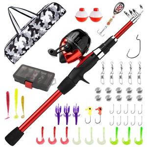 lot 10128 image: WIDDEN Kids Fishing Pole, Youth Fishing Rod and Reel Combo - Telescopic Portable Fishing Pole with Tackle Box Bag Starter Anglers Set, Fishing Gear Kit for Boys Girls Teens Age 5-18 and Beginners