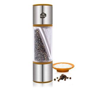 lot 10132 image: LHS 2 in 1 Salt and Pepper Grinder, Clear Acrylic Salt Grinders and Pepper Mill with Adjustable Coarseness Ceramic Rotor, Brown