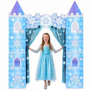 lot 10137 image: WERNNSAI Blue Winter Cardboard Castle Playhouse Princess Party Decoration