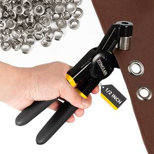 lot 10138 image: Heavy Duty Grommet Tool Kit with 12 Inch Die and 300 Sets of 12MM Grommets,Handheld Manual Eyelet Tool Rivet Press Punch Pliers for Leather Canvas Fabric