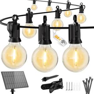 lot 11599 image: Brightown 158FT 77LED Solar String Lights Outdoor with USB Port
