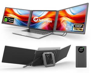 lot 11602 image: Teamgee 15.6 Triple Laptop Screen Extender with Power Bank, FHD 1080P IPS