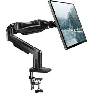 lot 11614 image: HUANUO FlowLift Single Monitor Mount, 13 to 32 Inch Monitor Arm, Adjustable Monitor Stand, Vesa Mount with Clamp and Grommet Base - Fits 4.4 to 19.8lbs LCD Computer Monitors (Used)