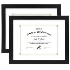 lot 11622 image: Golden State Art, 11x14 Diploma Wood Frame for 8.5x11 Document & Certificates, Real Glass (Black with Single White Mat, 2-Pack)