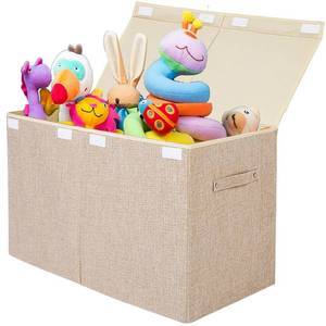 lot 11628 image: Large Toy Box Chest Storage with Flip-Top Lid, Kids Toy Storage Bin Boxes
