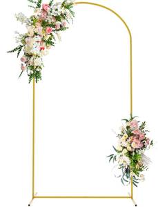 lot 11637 image: Wokceer 7.2FT Arch Backdrop Stand Gold Metal Wedding Arch Backdrop Stand