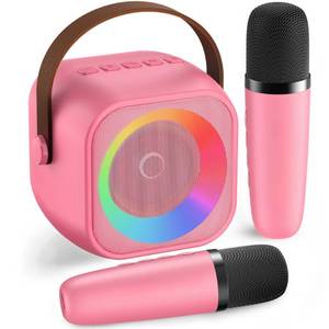 lot 12005 image: Mini Karaoke Machine with 2 Wireless Microphones for Kids Adults,Portable Bluetooth Karaoke Speaker with Party Lights,Christmas Birthday Gifts for Girls Ages 4, 5, 6,7, 8, 9, 10,12 Family Home Party